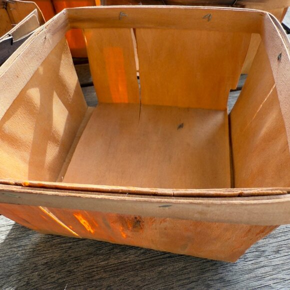 Vintage Handmade Rustic Wooden Berry 4 Basket Carrier Farmhouse Decor - Picture 11 of 16